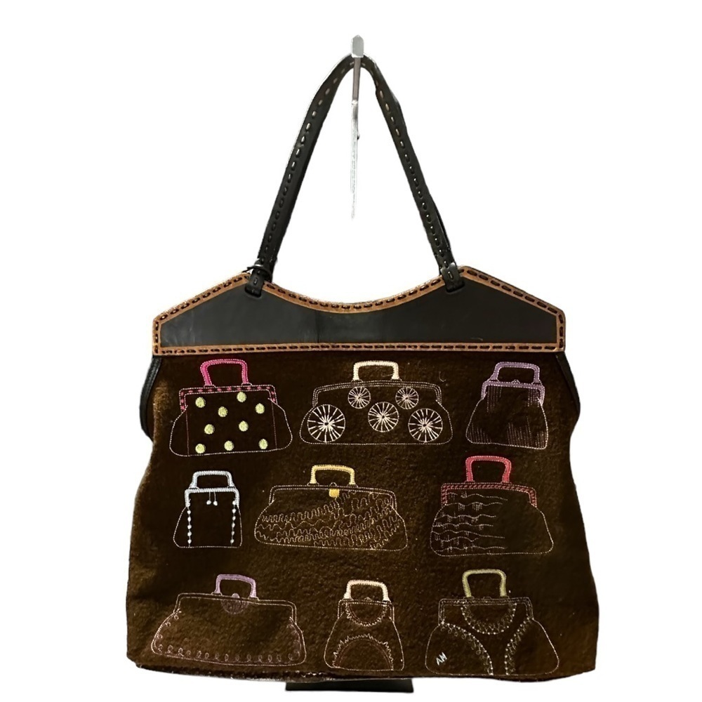 Antonio Melani Large, Fun Bag Embroidered with Totes and Purses - Picture 2 of 6